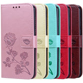 Rose Embossed Horizontal Flip PU Leather Case with Holder & Card Slots & Wallet